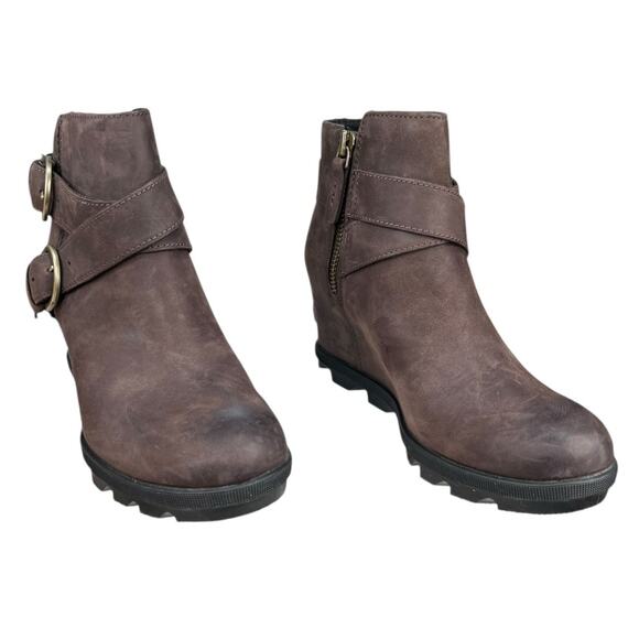 Sorel Women’s Joan Of Arctic Buckle Blackened Brown Wedge Boot Size US 8 - Picture 5 of 10